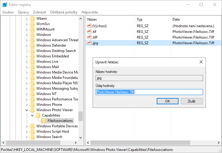 Jak ve Windows 10 aktivovat starý Prohlížeč fotografií (Windows Photo Viewer)